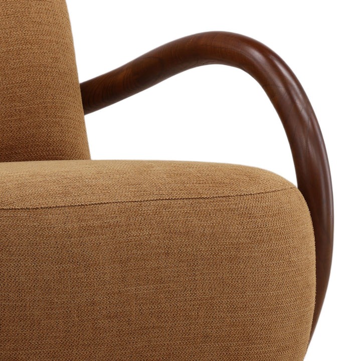 Linden Upholstered Mindi Lounge Chair, Brown, detail 2 view