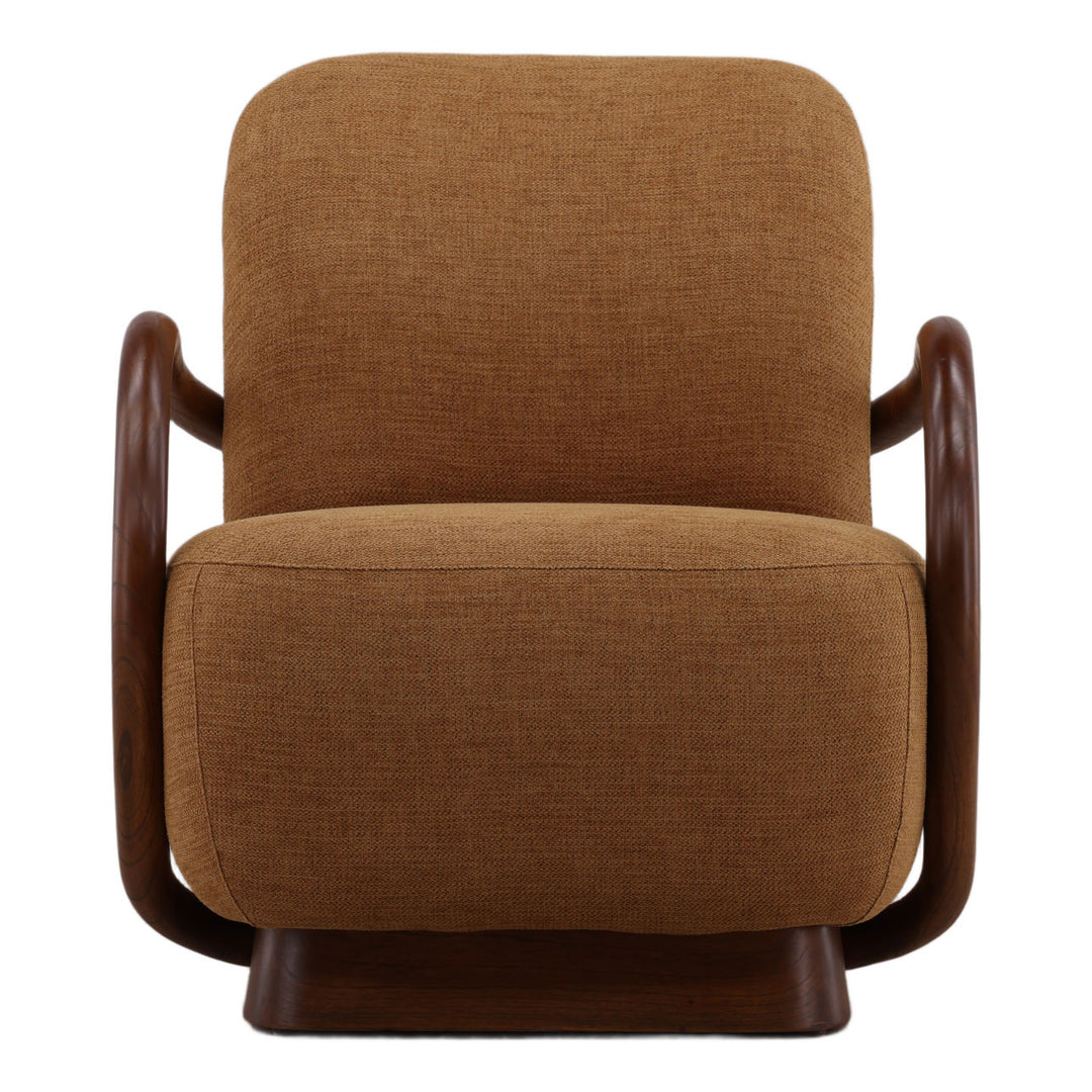Linden Upholstered Mindi Lounge Chair, Brown, front view
