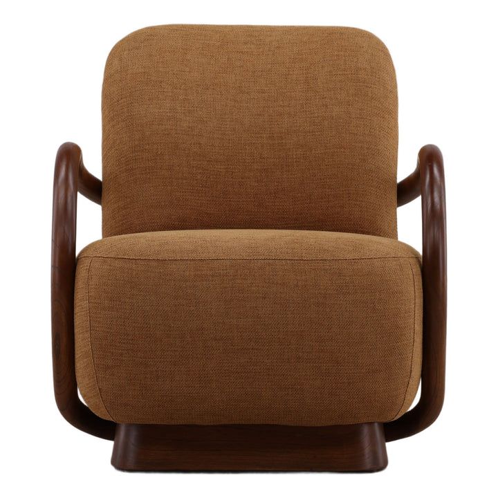 Linden Upholstered Mindi Lounge Chair, Brown, front view
