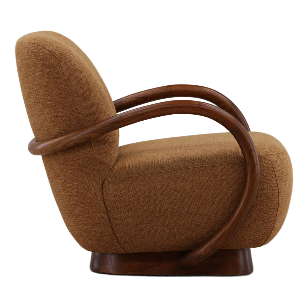 Linden Upholstered Mindi Lounge Chair, Brown, profile view