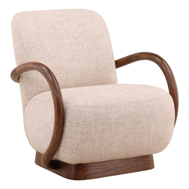 Linden Upholstered Mindi Lounge Chair, Fawn, three-quarter studio view