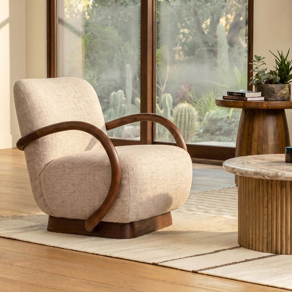 Linden Upholstered Mindi Lounge Chair, Fawn, lifestyle view