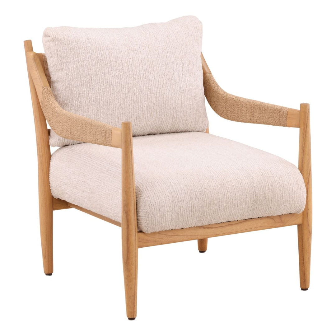 Revan Cream Chenille and Mindi Lounge Chair, three-quarter studio view