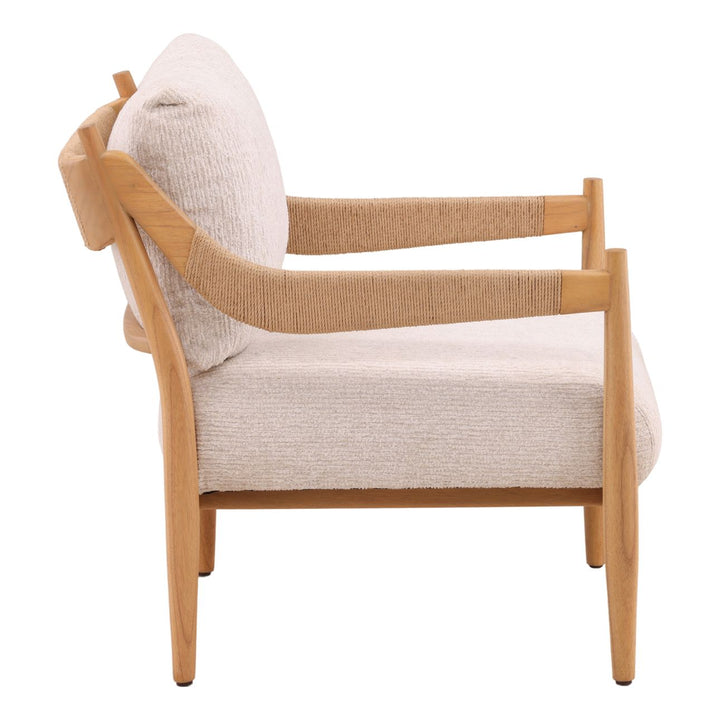 Revan Cream Chenille and Mindi Lounge Chair, profile view