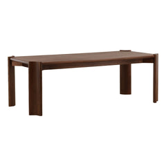 Camden Mindi Veneer Dining Table, three-quarter studio view