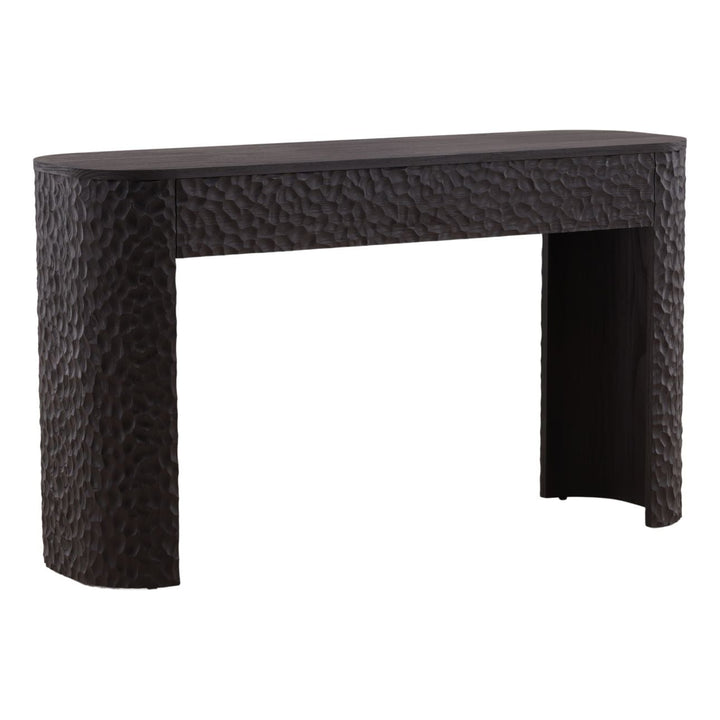 Tristan Sungkai Wood Console Table, three-quarter studio view