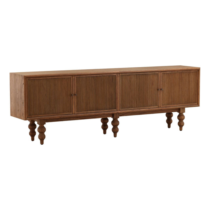 Camden Mindi Veneer Sideboard, three-quarter studio view