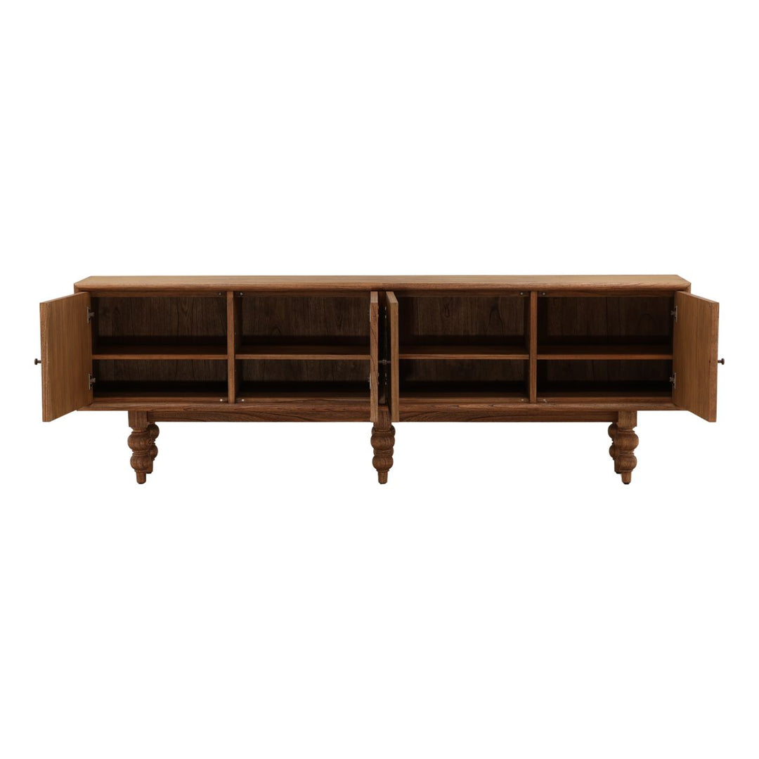 Camden Mindi Veneer Sideboard, open door view