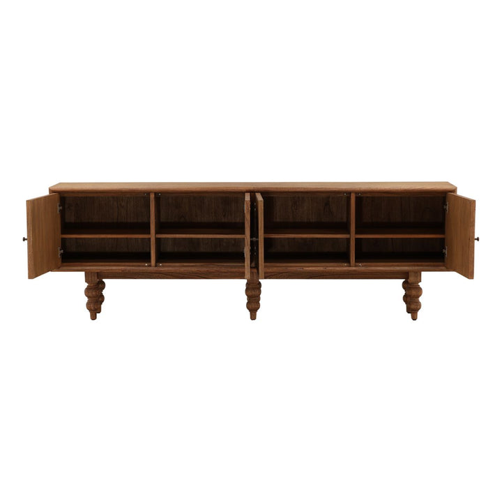 Camden Mindi Veneer Sideboard, open door view