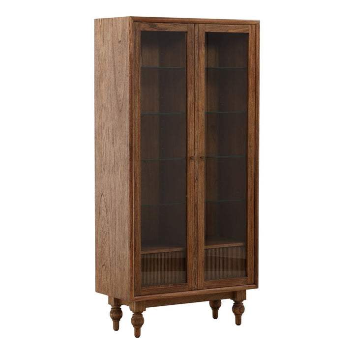 Camden Mindi Wood Storage Cabinet, three-quarter studio view
