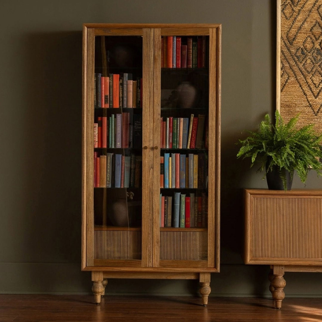 Camden Mindi Wood Storage Cabinet, lifestyle view