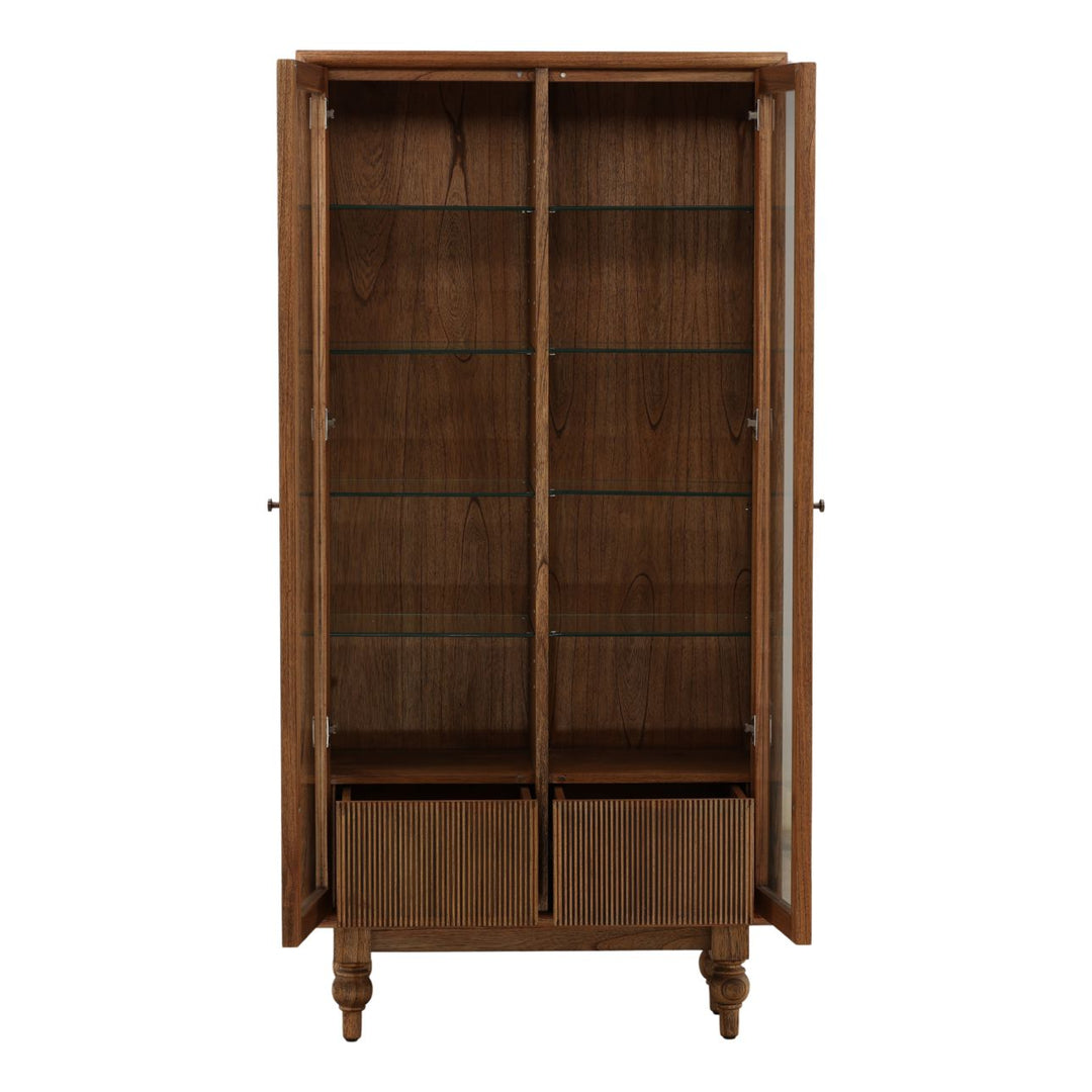 Camden Mindi Wood Storage Cabinet, open door view