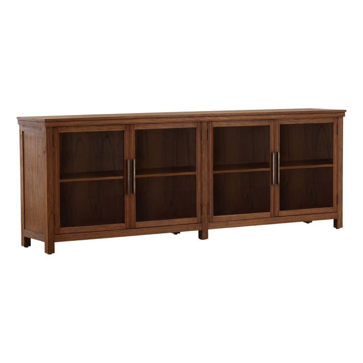 Perry Glass and Mindi Wood Sideboard, three-quarter studio view