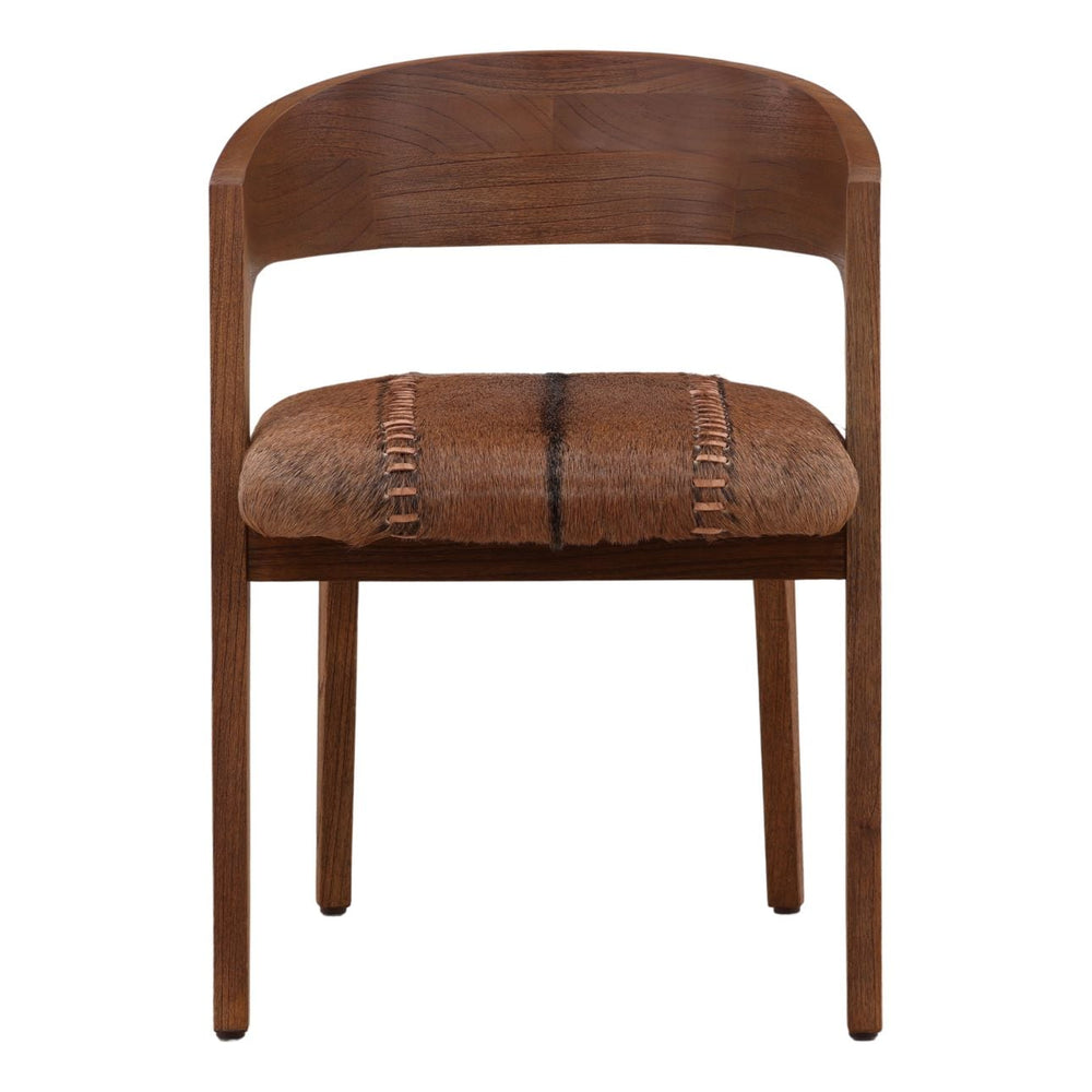 Liora Hide and Mindi Wood Dining Chair, front view