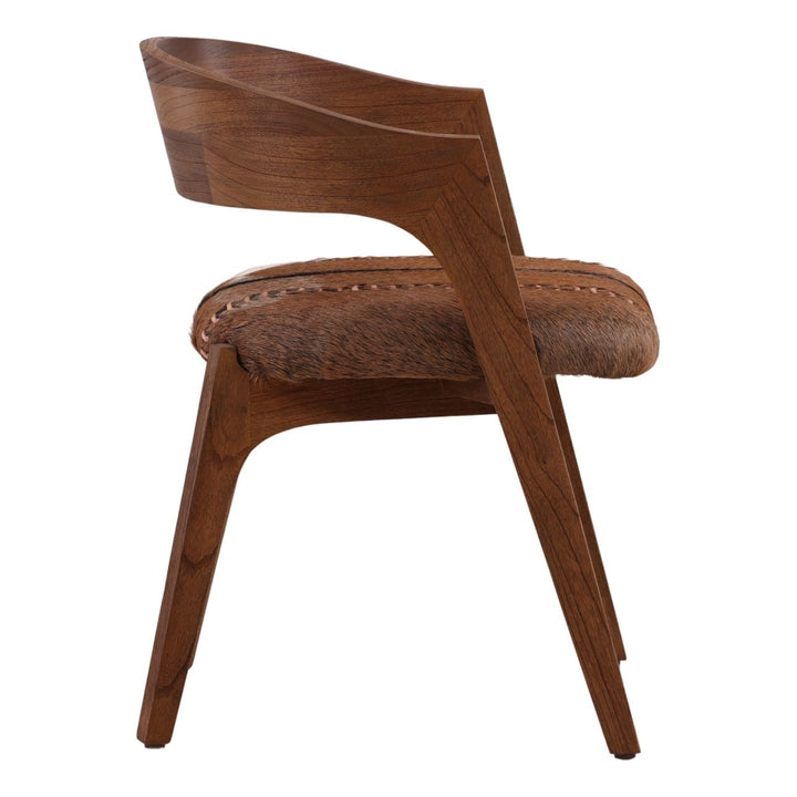Liora Hide and Mindi Wood Dining Chair, profile view