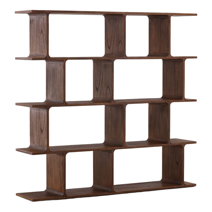 Emery Mindi Wood Bookcase, three-quarter studio view