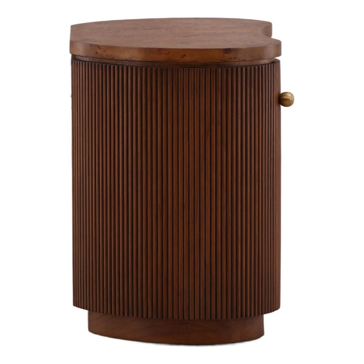 Maven Burl Storage Side Table, profile view