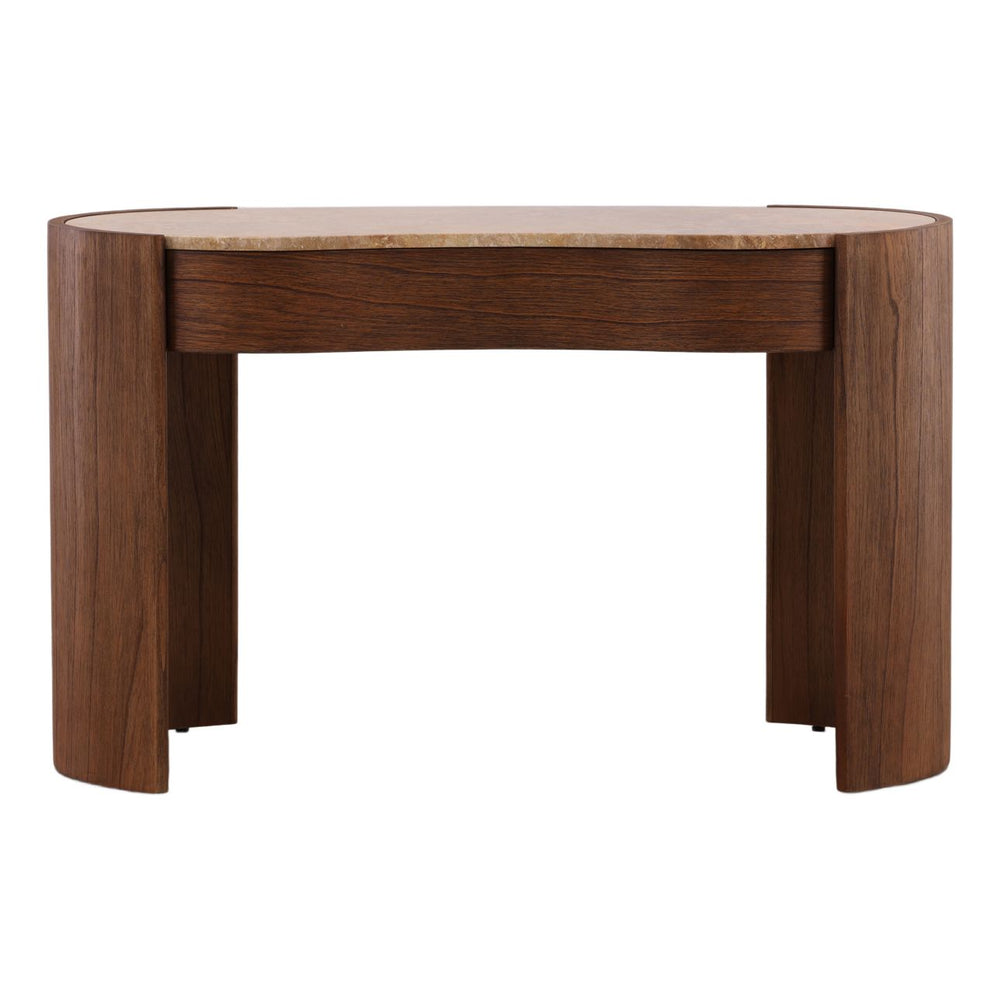 Karis Marble and Wood Desk, front view