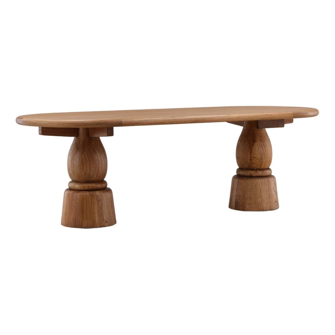Melissa Mindi Wood Dining Table, three-quarter studio view