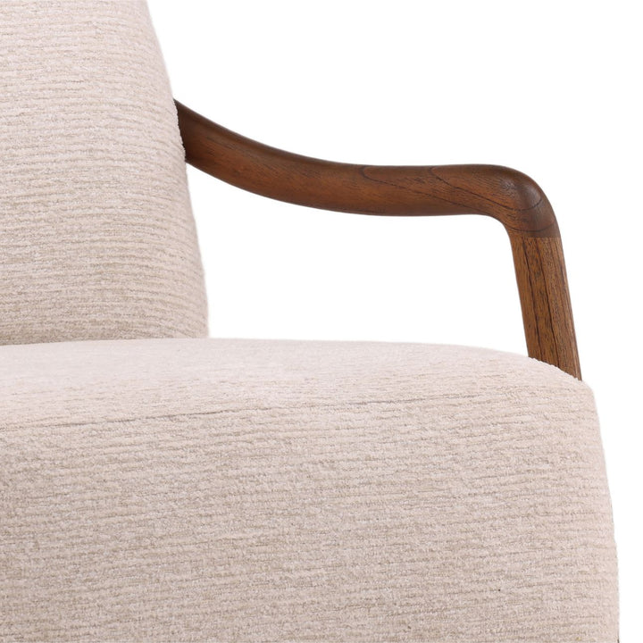 Nathalie Cream Chenille Wood Frame Chair, detail 2 view