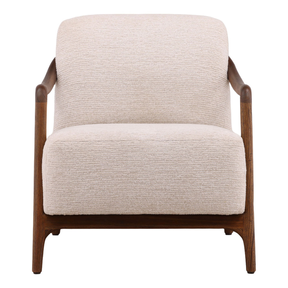 Nathalie Cream Chenille Wood Frame Chair, front view
