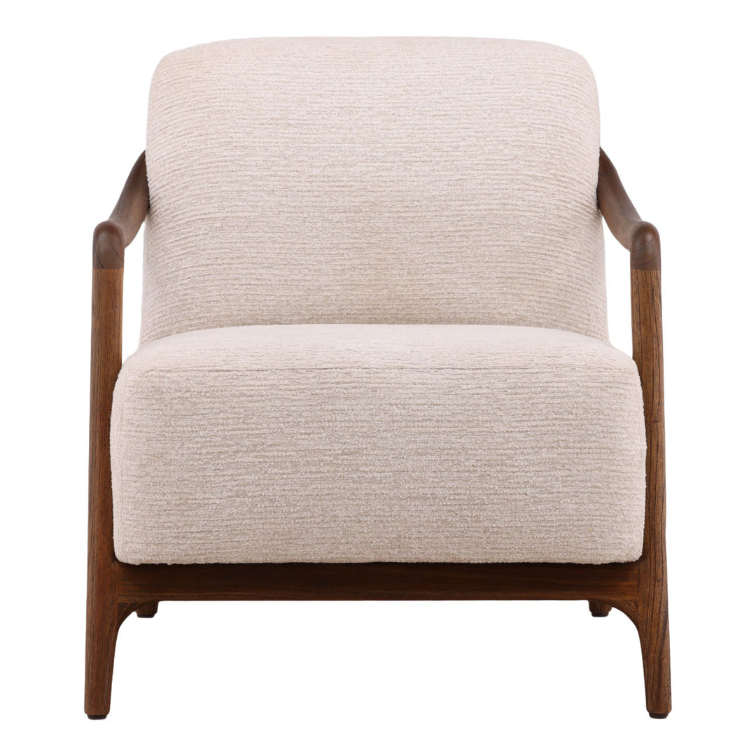 Nathalie Cream Chenille Wood Frame Chair, front view