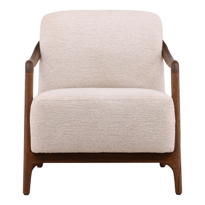 Nathalie Cream Chenille Wood Frame Chair, front view