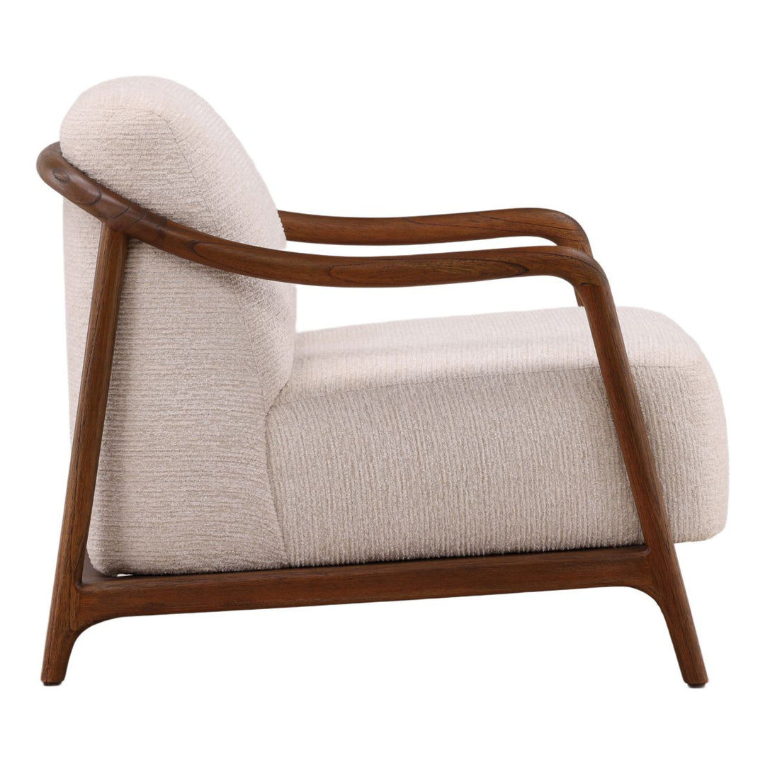 Nathalie Cream Chenille Wood Frame Chair, profile view