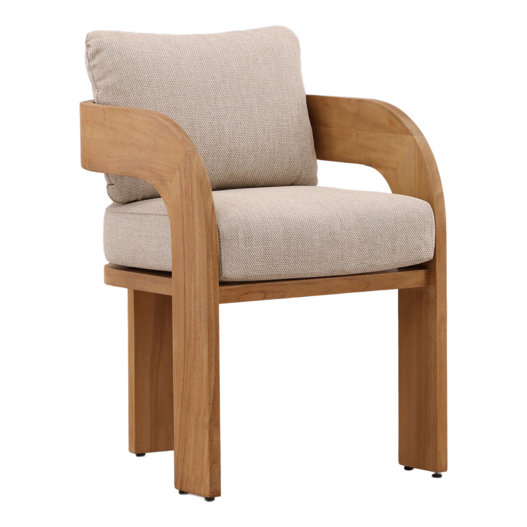 Avery Olefin and Teak Outdoor Dining Chair, three-quarter studio view