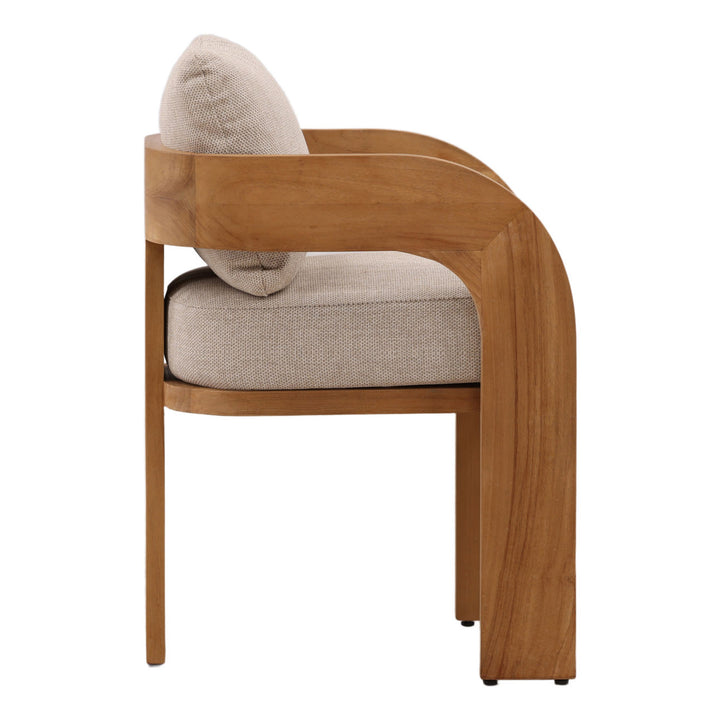 Avery Olefin and Teak Outdoor Dining Chair, profile view