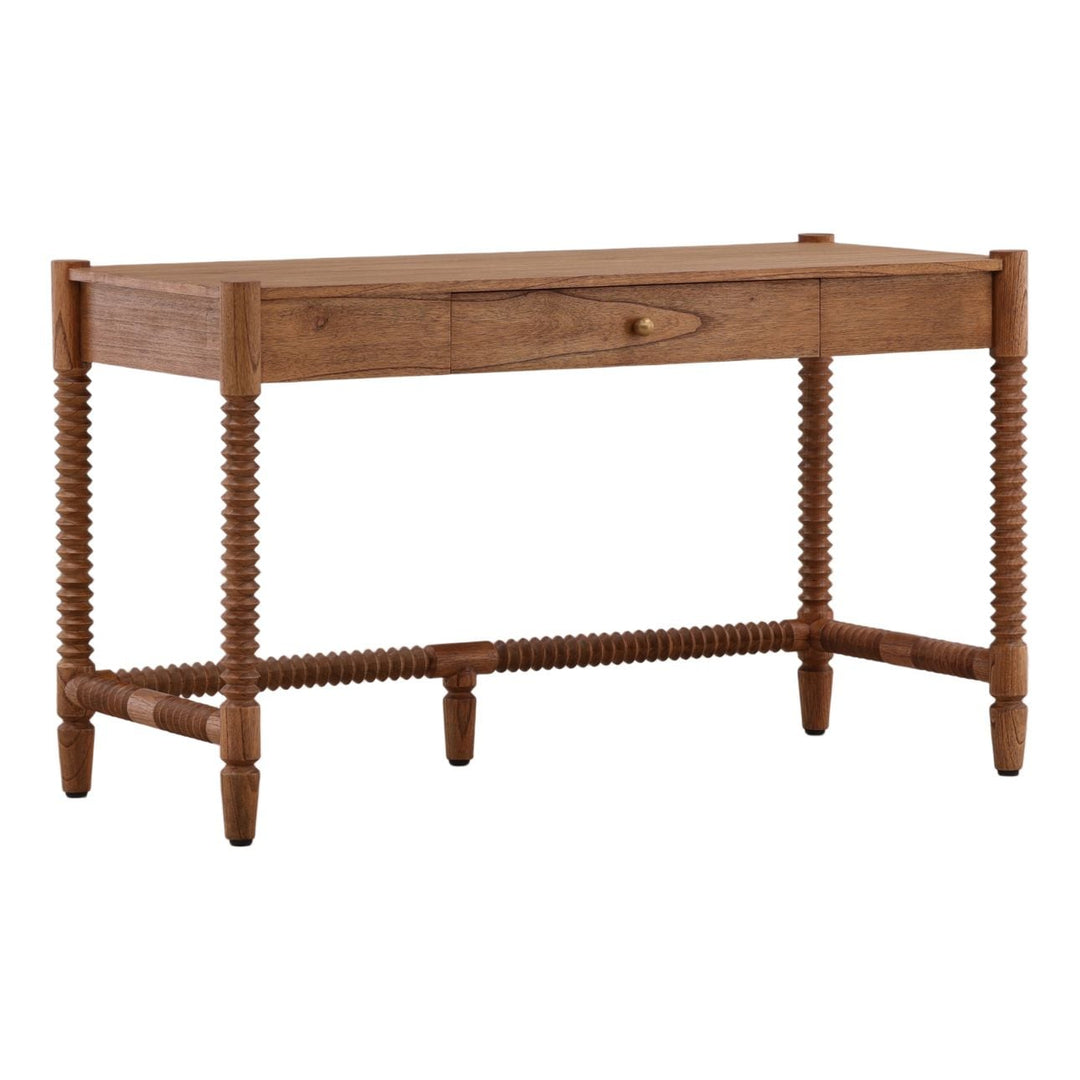 Feron Mindi Wood Desk, three-quarter studio view
