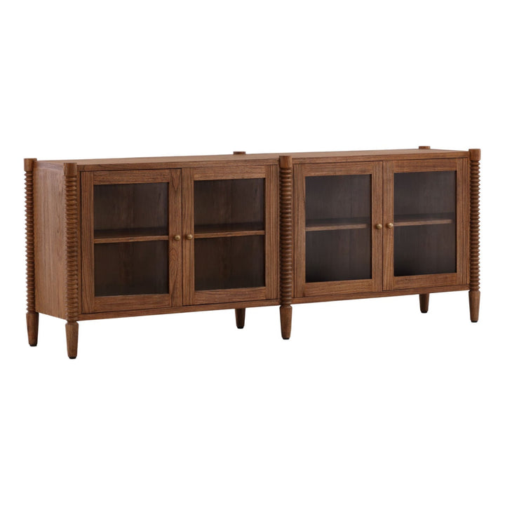 Feron Mindi Wood Sideboard, three-quarter studio view