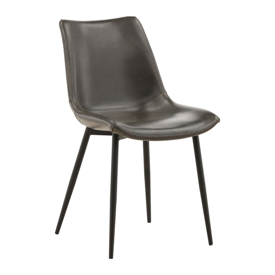 Rufine Grey Faux Leather Dining Chair, three-quarter studio view