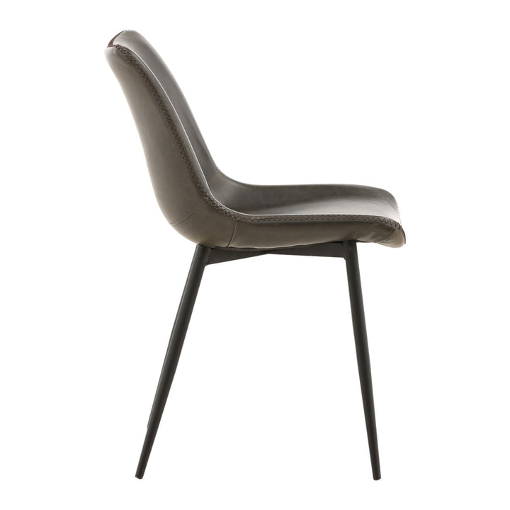 Rufine Grey Faux Leather Dining Chair, profile view