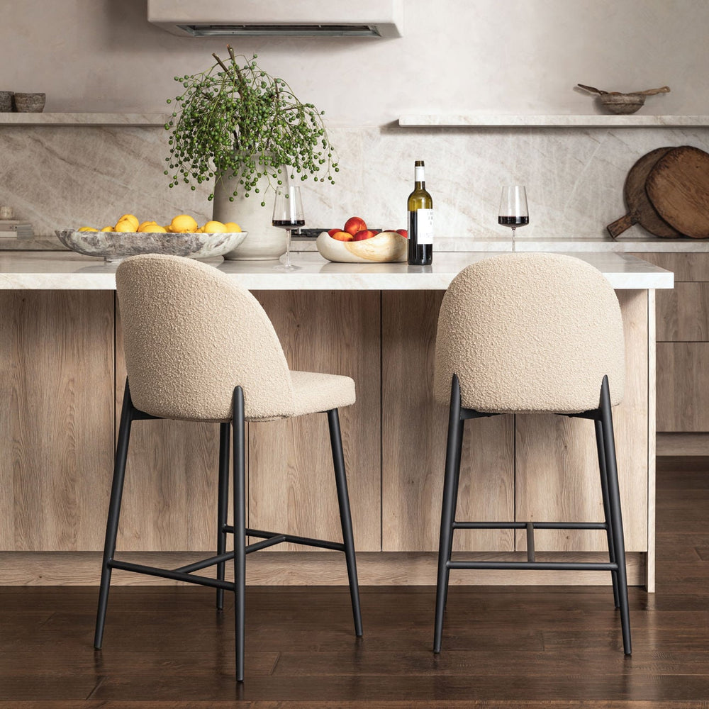 Ramelle Sand Boucle Counter Stool, lifestyle view