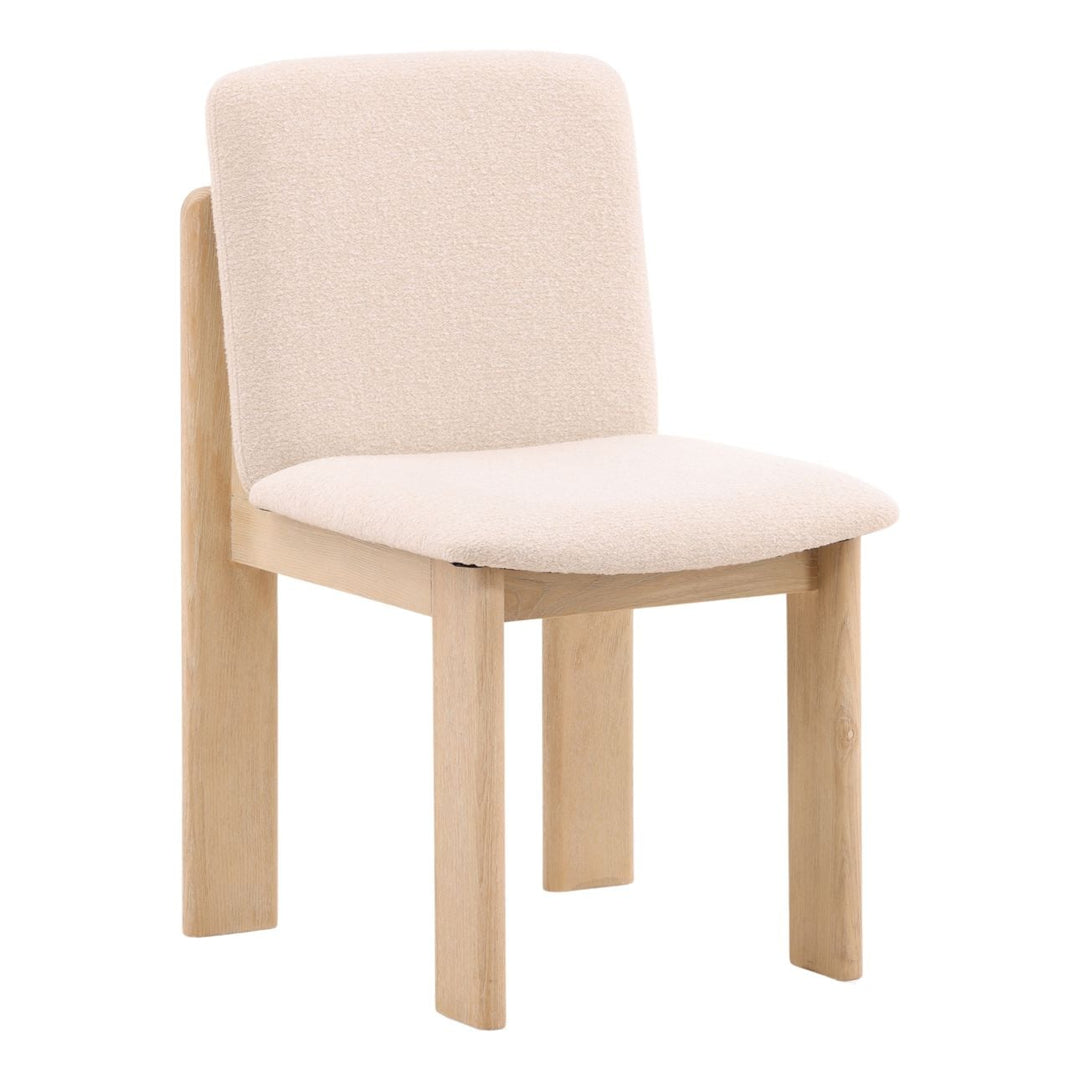 Hollis Boucle and Ash Dining Chair, three-quarter studio view