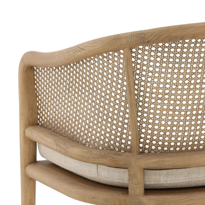 Camille Rattan and Ash Dining Chair, Beige Linen, detail 1 view