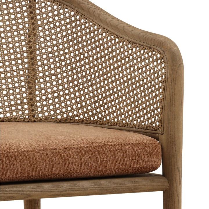 Camille Rattan and Ash Dining Chair, Rust Basketweave, detail 2 view