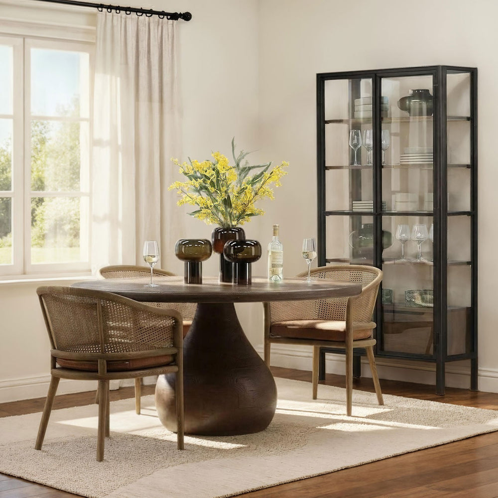 Camille Rattan and Ash Dining Chair, Rust Basketweave, lifestyle view