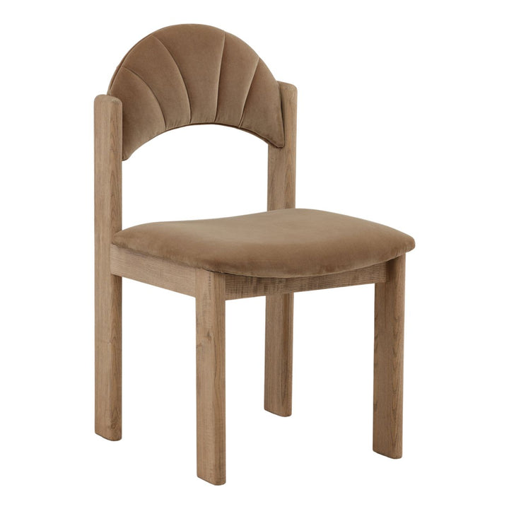 Ulana Velvet and Ash Dining Chair, three-quarter studio view