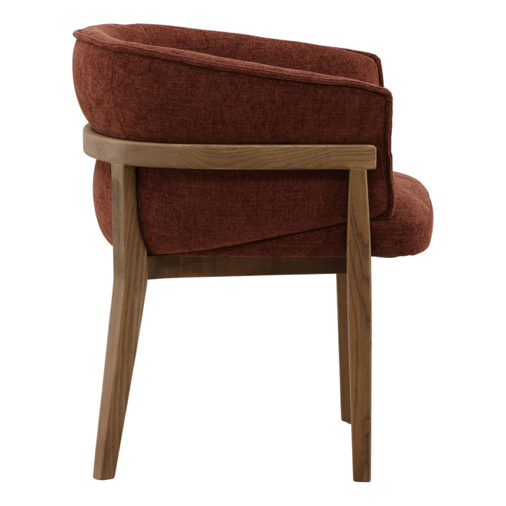 Delwyn Rust Chenille Dining Chair, profile view