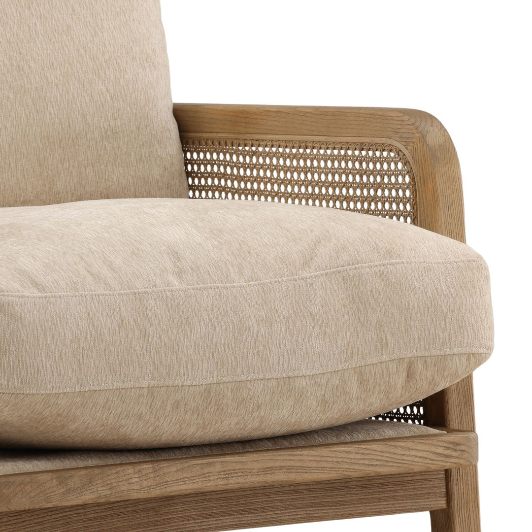 Ismara Sand Chenille and Rattan Lounge Chair, detail 3 view
