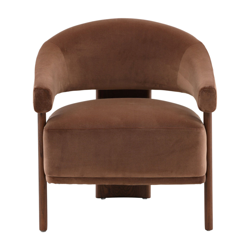 Averelle Chocolate Velvet Ash Lounge Chair, front view