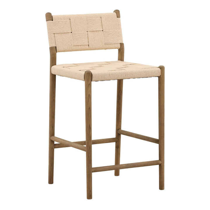 Xielle Paper Cord Ash Counter Stool, three-quarter studio view