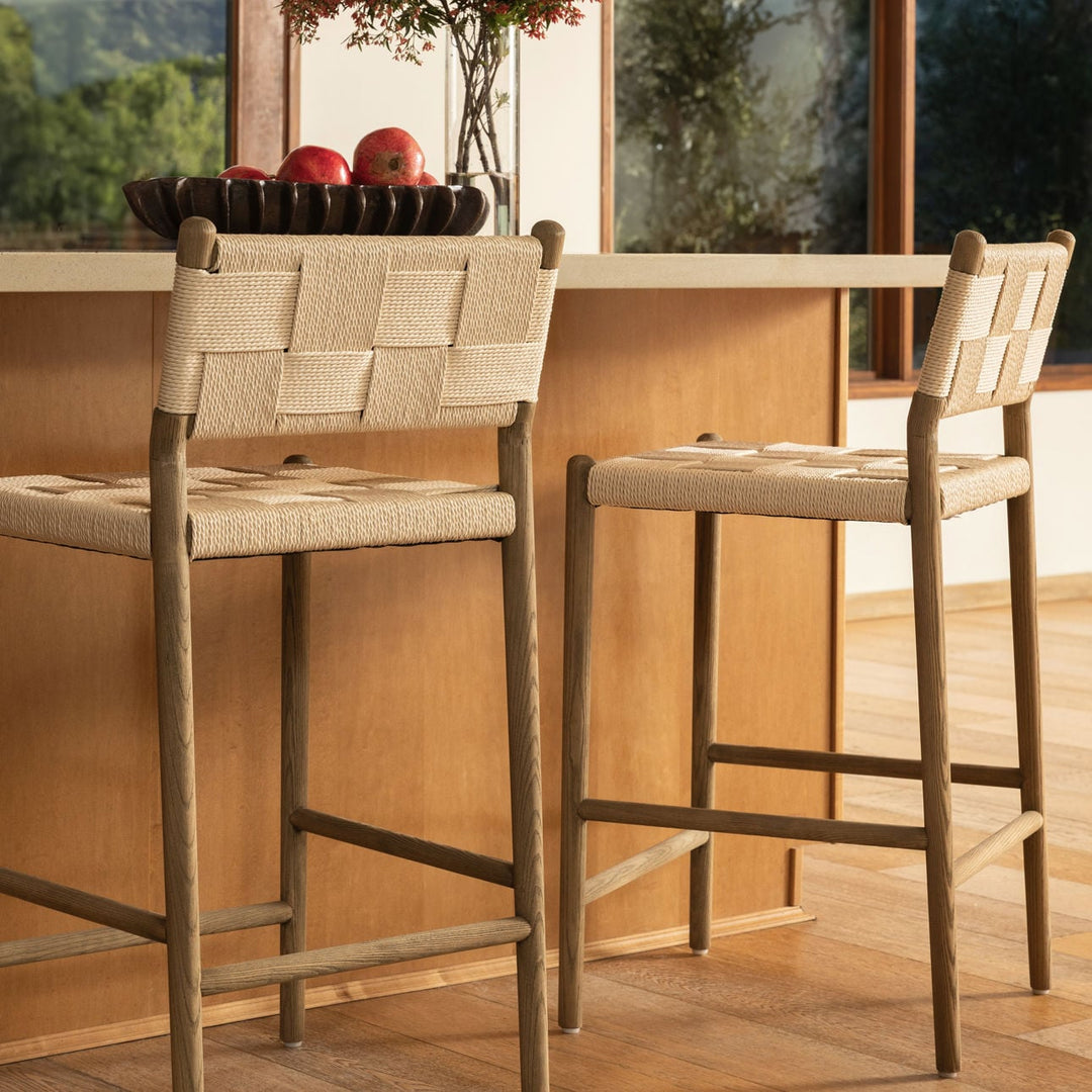 Xielle Paper Cord Ash Counter Stool, lifestyle view