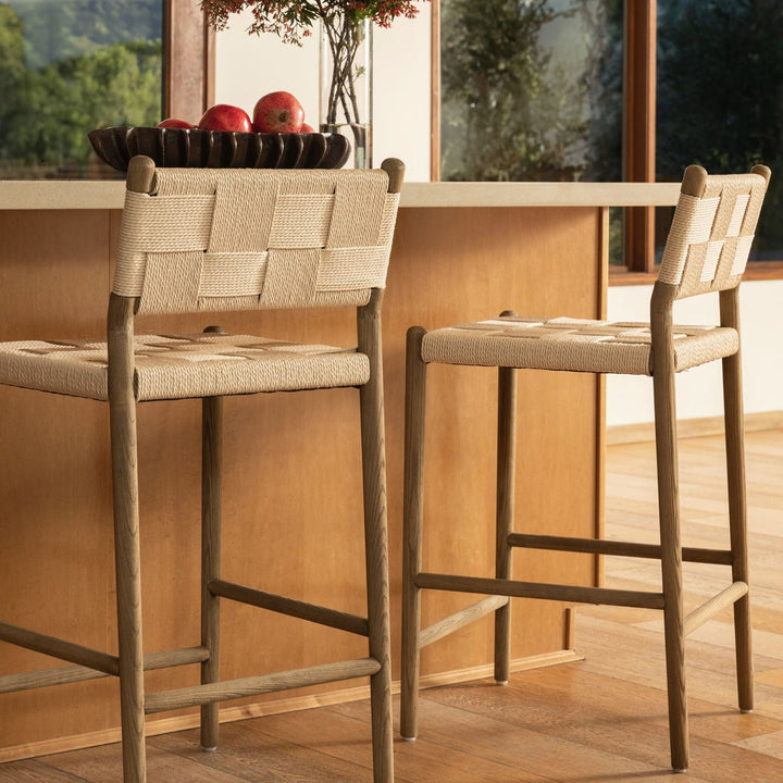 Xielle Paper Cord Ash Counter Stool, lifestyle view