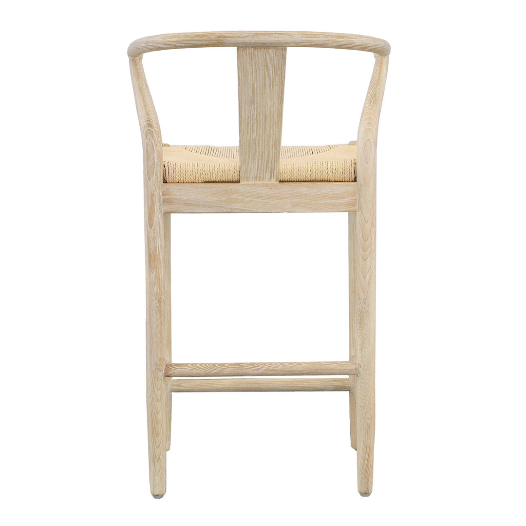Renelle Oak Paper Cord Counter Stool, back view
