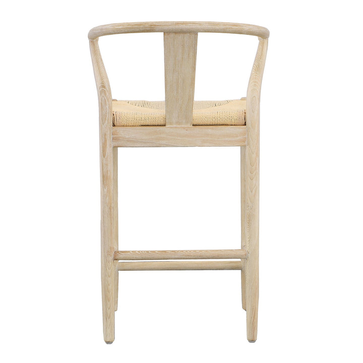 Renelle Oak Paper Cord Counter Stool, back view
