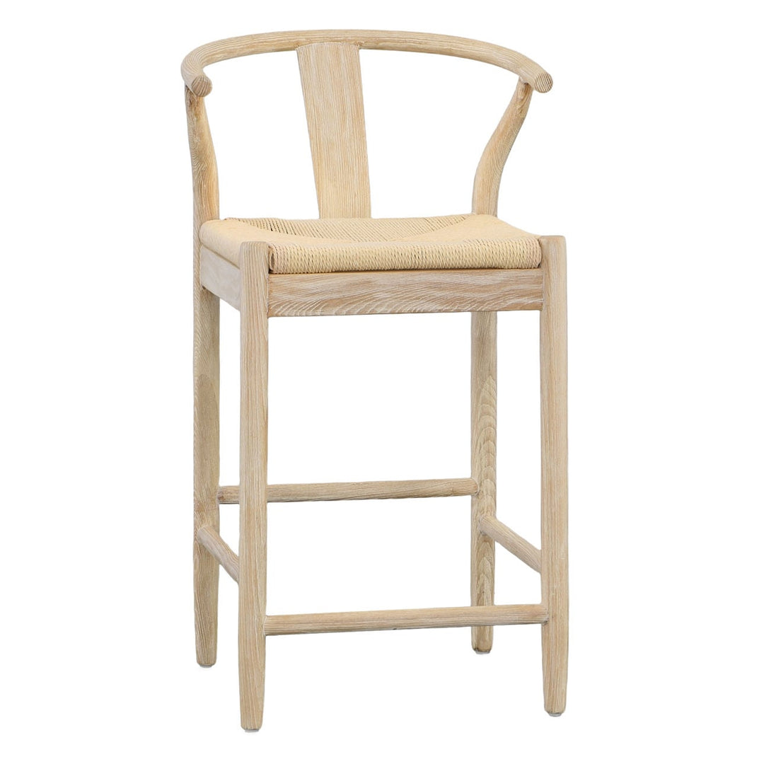 Renelle Oak Paper Cord Counter Stool, three-quarter studio view