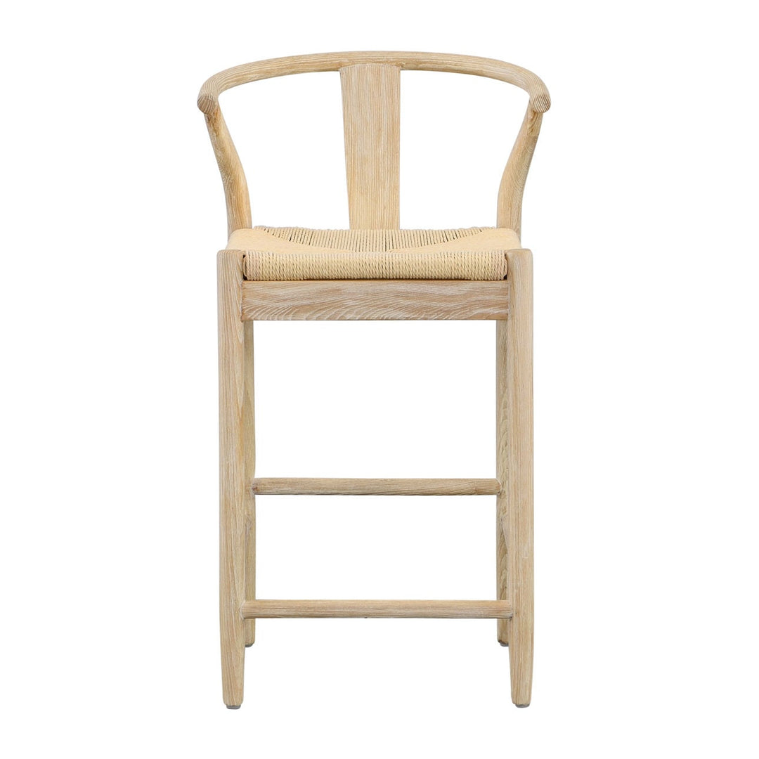 Renelle Oak Paper Cord Counter Stool, front view